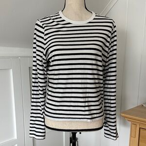 Abercrombie & Fitch Black and White Striped Long Sleeve Top